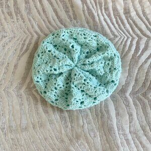 🧶Handmade Pastel Blue Mesh Style Slouchy Beanie